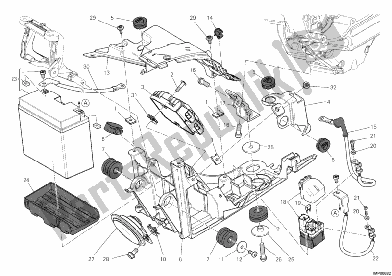 Toutes les pièces pour le Support De Batterie du Ducati Diavel USA 1200 2012